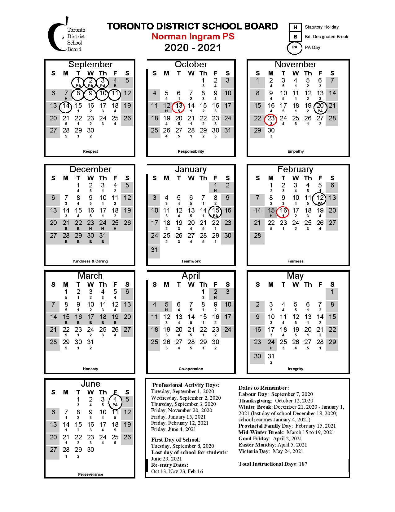 Norman Ingram Public School School Calendars Norman Ingram Public School School Calendars